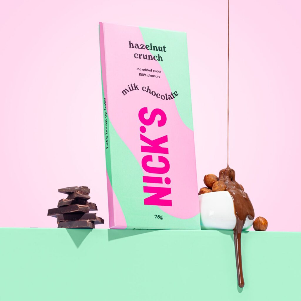 fotografia comercial de tableta de chocolate nicks